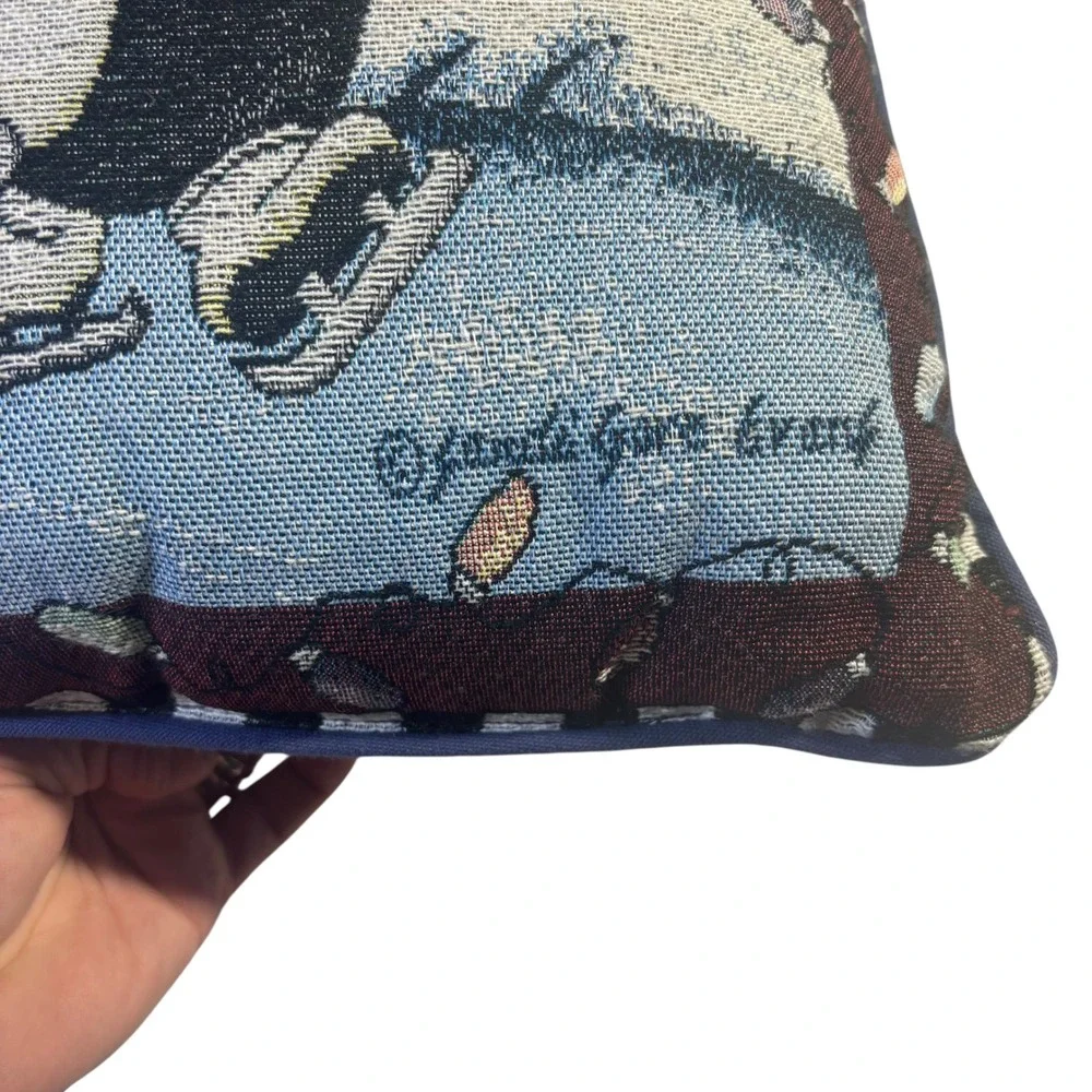 Vintage‎ Tapestry Pillow Jacquard Gare Evans Penguin Ice Skating Christmas Decor